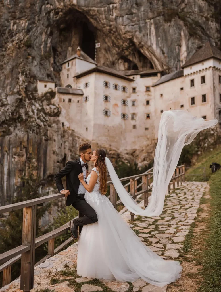 Couple at predjama castle