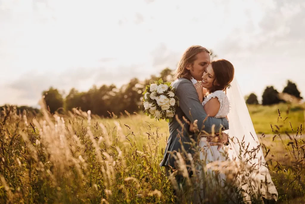 Married couple on wheat field
